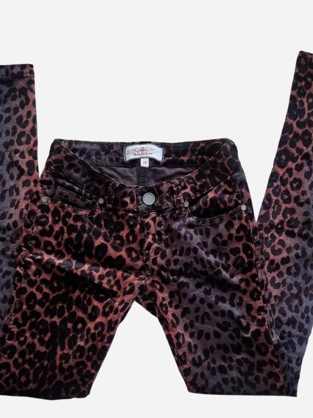 Vintage y2k Velvet Leopard Print Ombre Low Rise Skinny Jeans
